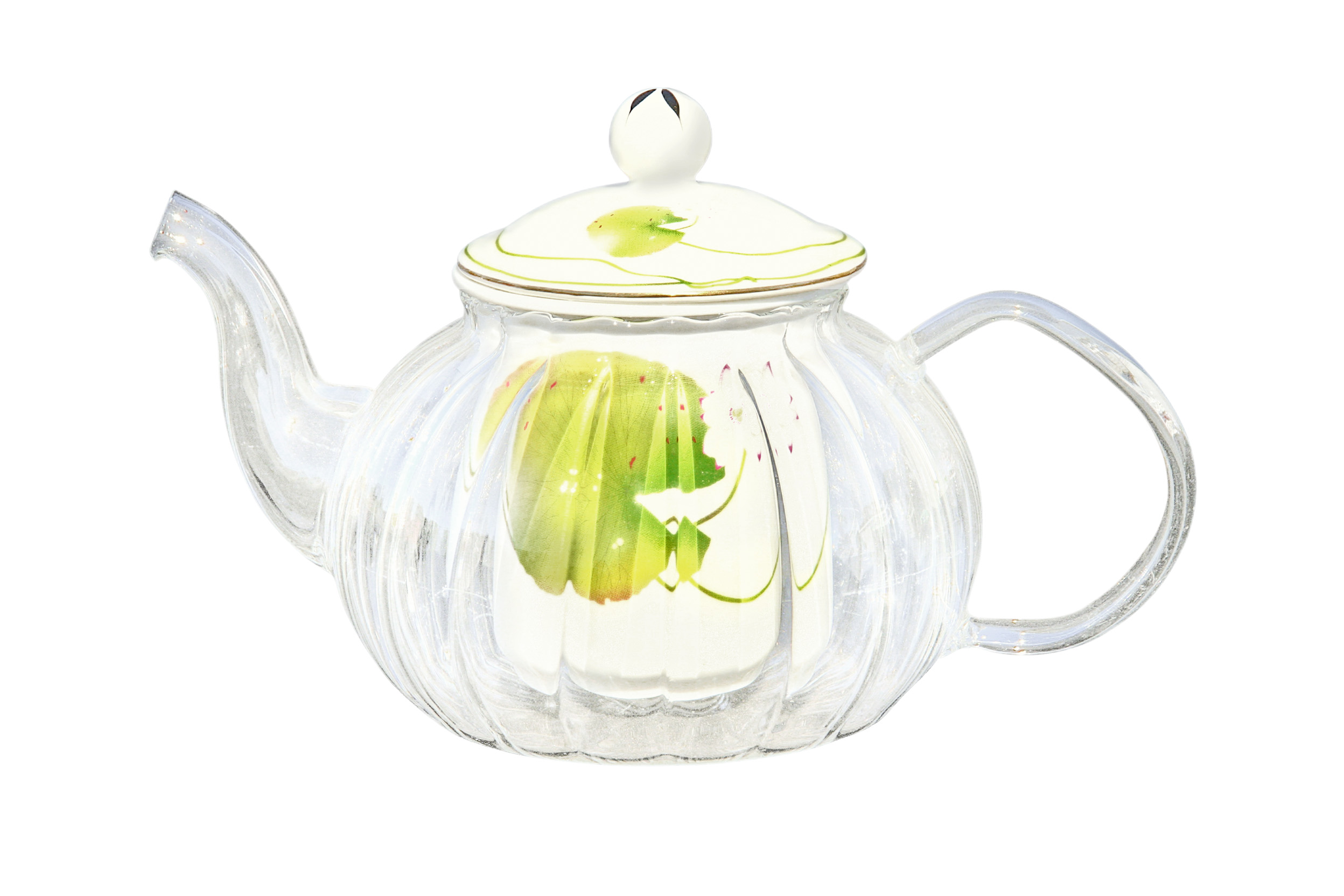 Glass/Porcelain infused Teapot Lilypad Lake - Click Image to Close