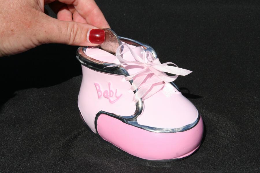 Baby Money box Bootie Pink - Click Image to Close