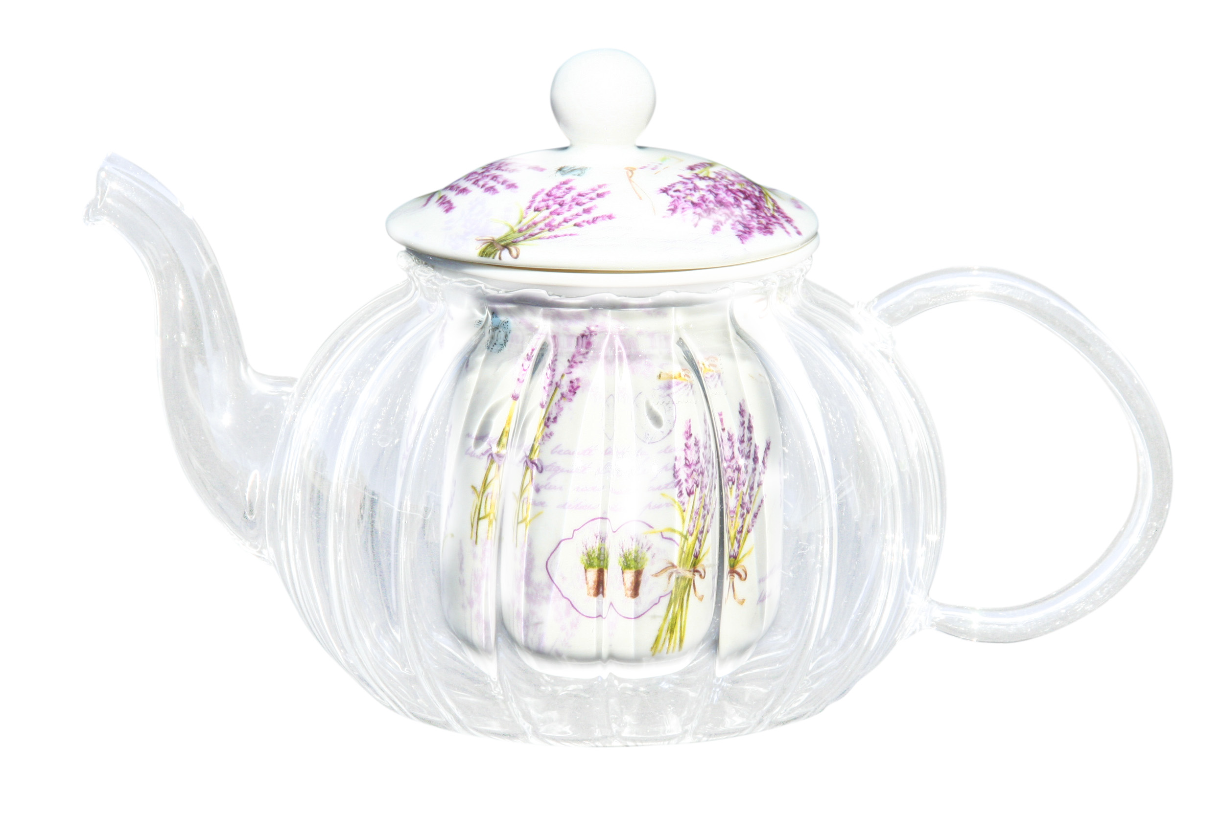Glass/Porcelain Infused Teapot New Lavender - Click Image to Close