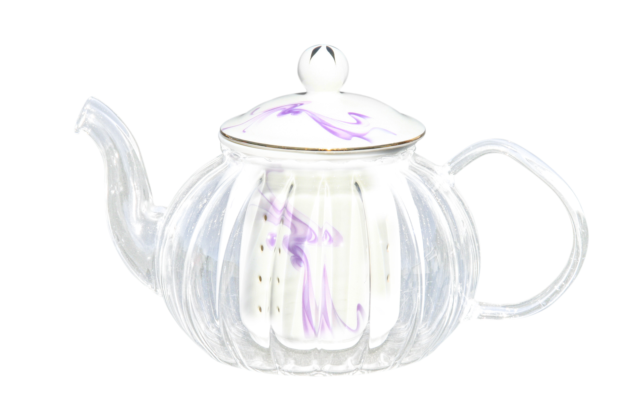Glass/Porcelain Infused Teapot Purple Swirl - Click Image to Close