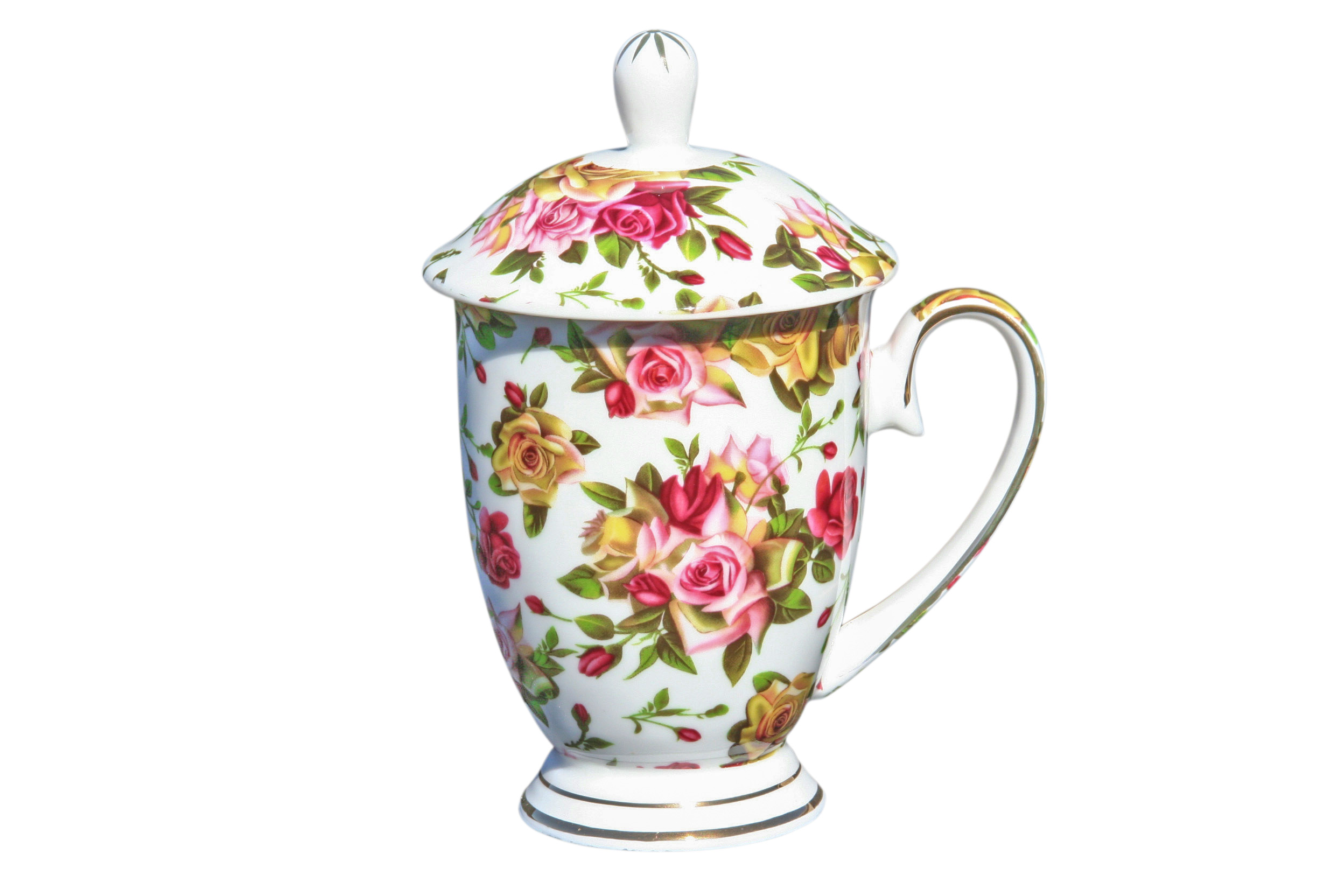 Beaker with Lid Vintage Roses - Click Image to Close