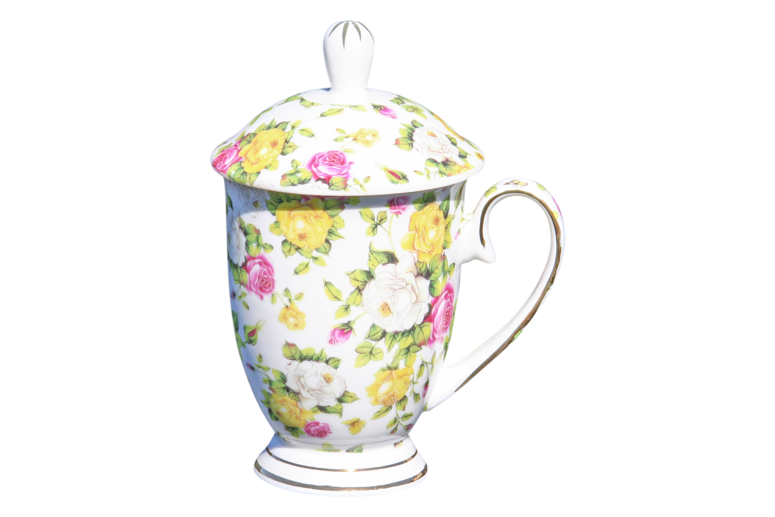 Beaker with Lid Garden Bouquet - Click Image to Close