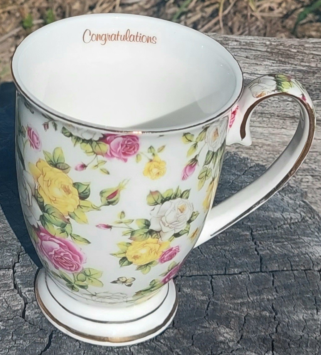 Congratulations Beaker w lid Garden Bouquet (Custom)
