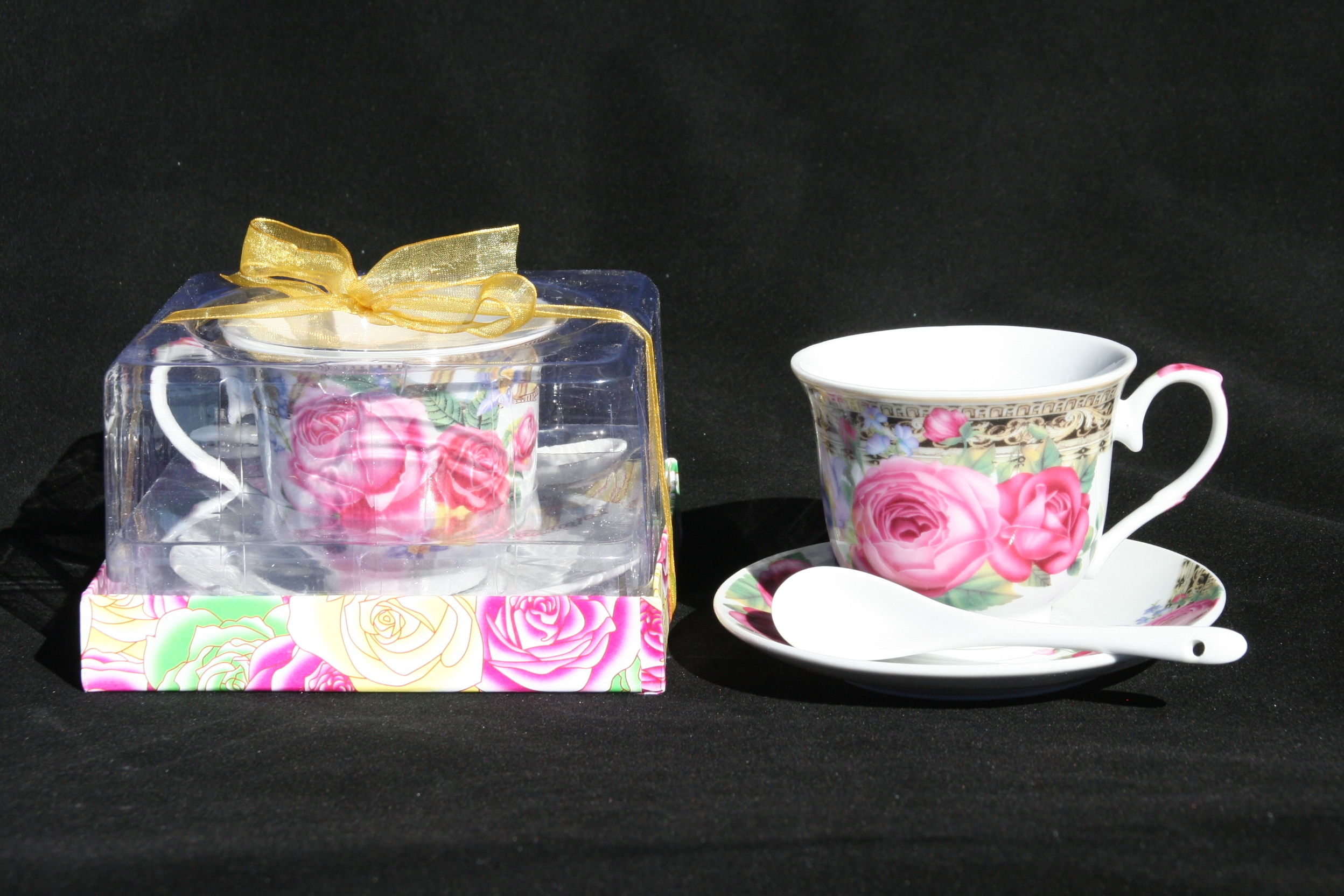 Assorted Roses Cavalier 1Cup & Saucer/Spoon Set - Click Image to Close