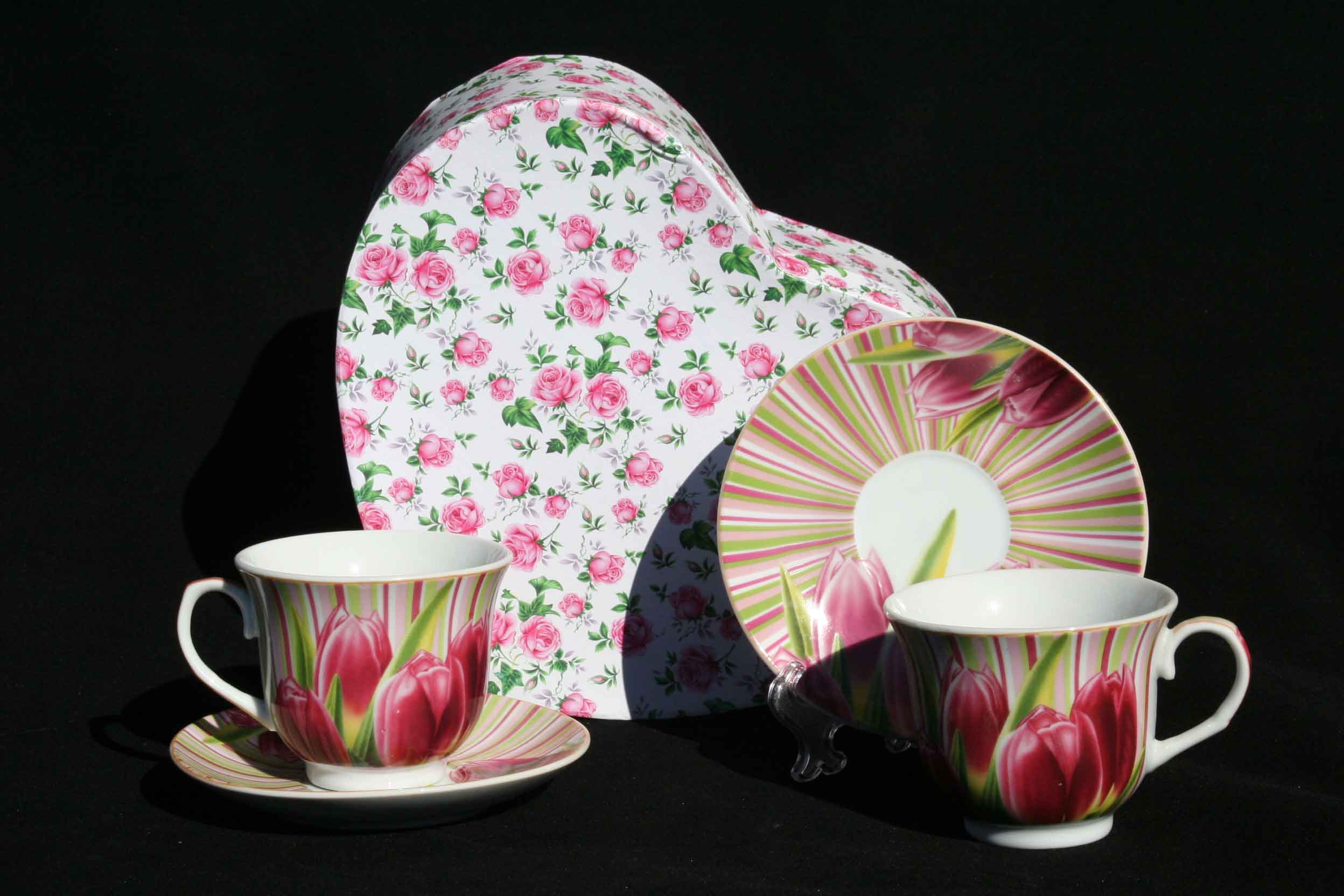 Pink Tulip Cavalier 2 Cup & Saucer Set