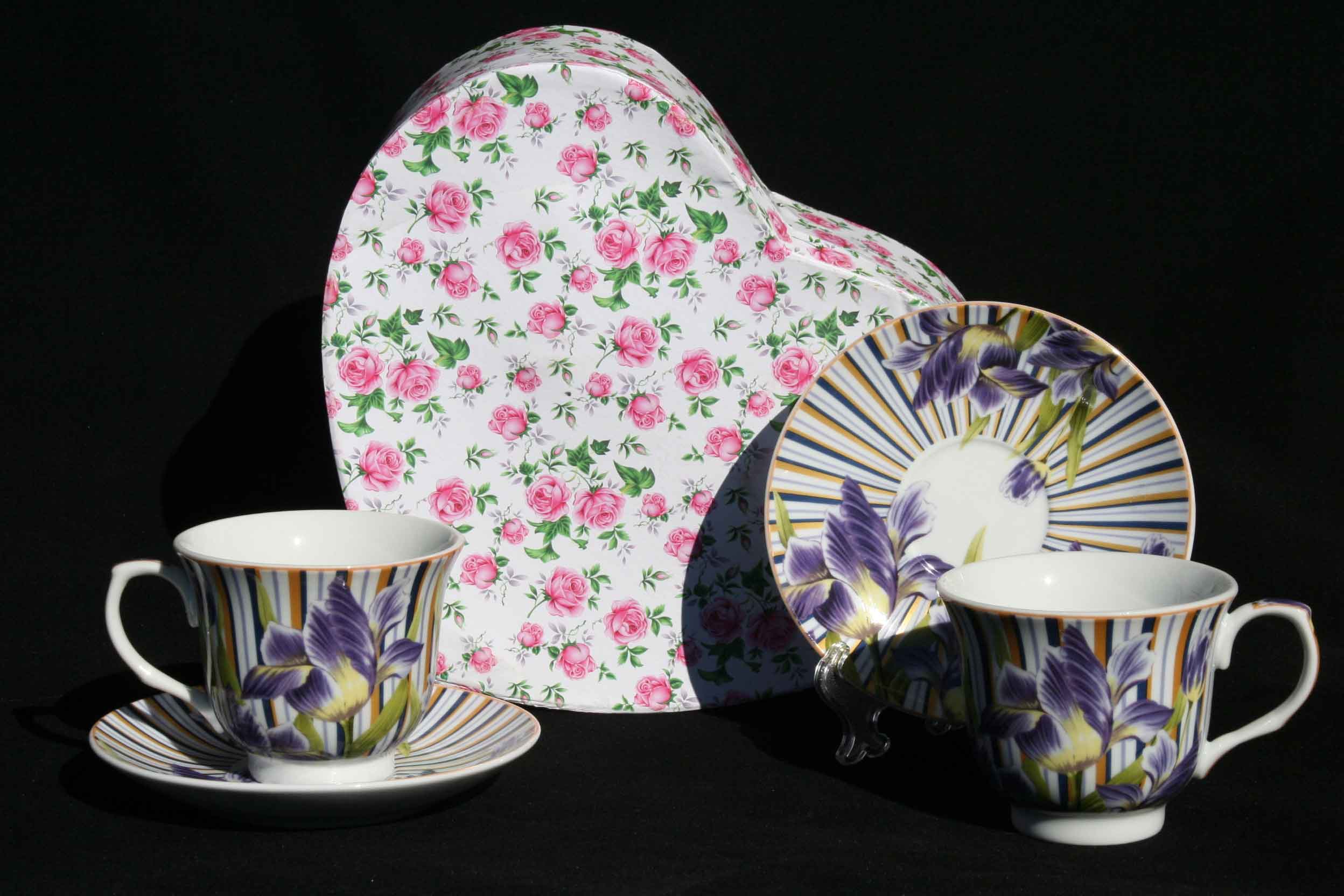 Purple Orchid Cavalier 2Cup & Saucer Set - Click Image to Close