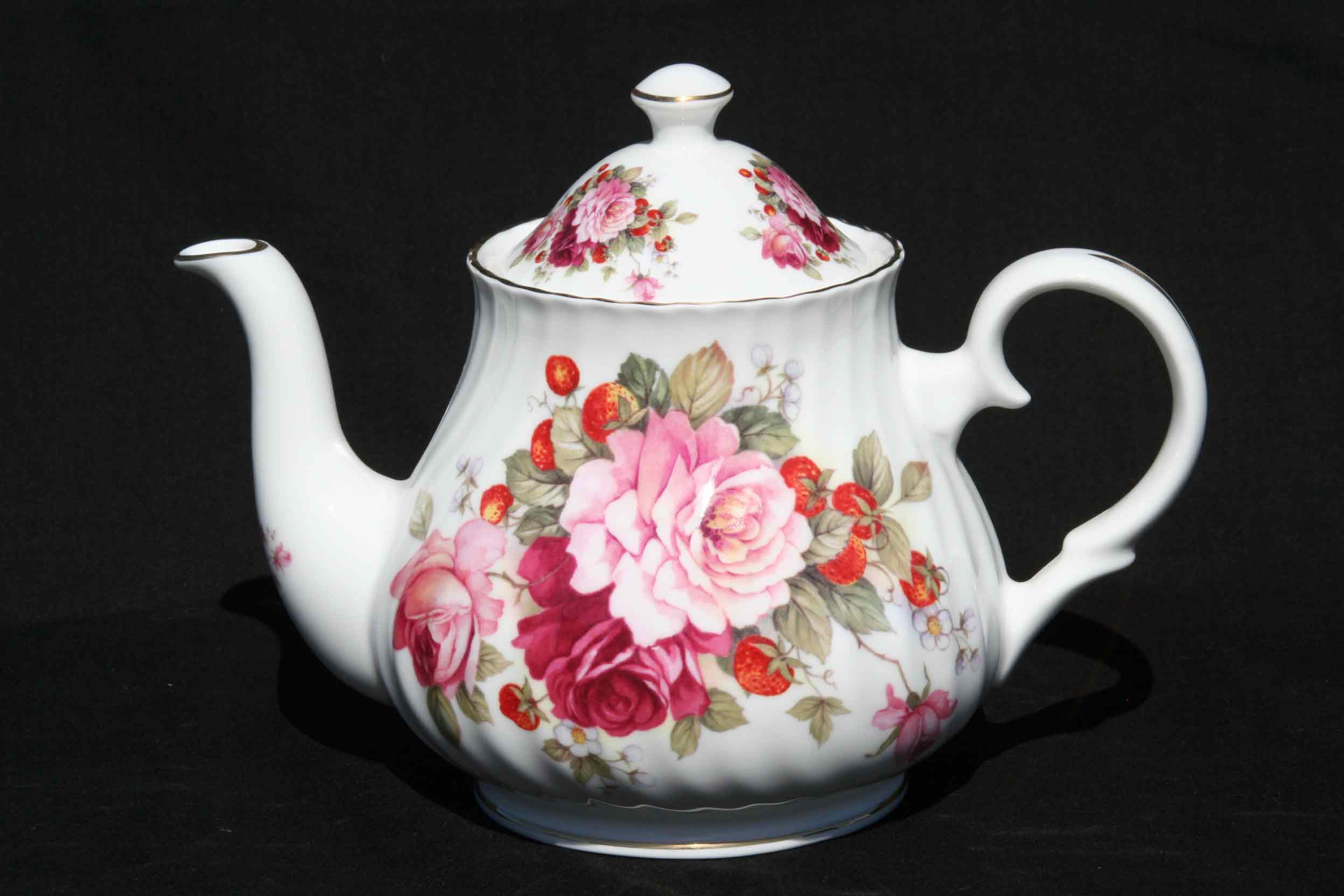 Strawberry Rose 6 Cup Teapot