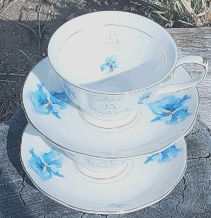 25th Silver Anniversary 2 Cup and Saucer set (Custom)