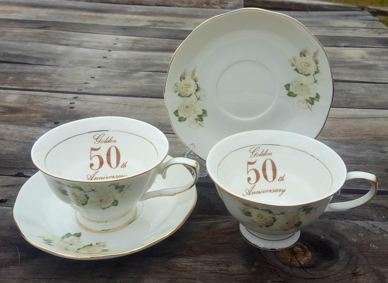 50th Anniversary 2 cup and saucer set - Click Image to Close