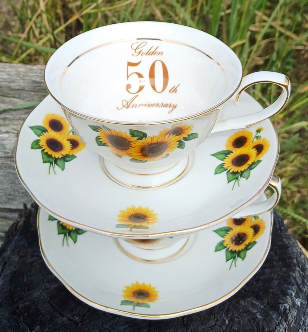 50th Anniversary 2 cup & saucer set (Custom) - Click Image to Close