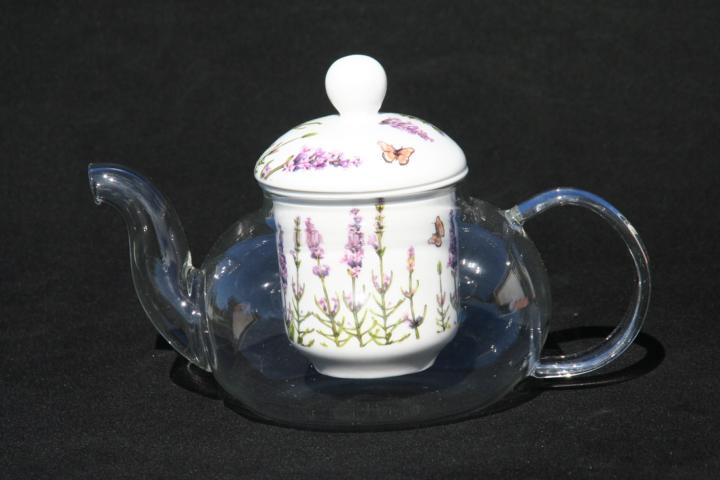 Lavender Infused Glass/Porcelain Teapot - Click Image to Close