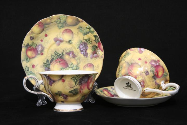 Country Fruit 2 Cup & Saucer Set