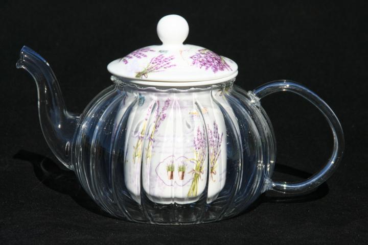 Glass/Porcelain Infused Teapot New Lavender