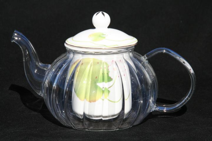 Glass/Porcelain infused Teapot Lilypad Lake