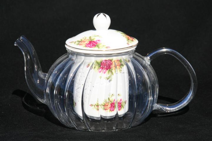 Glass/Porcelain infused Teapot Old England