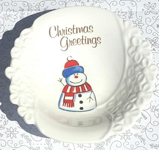 Christmas Greetings Snowman Bowl (Custom)