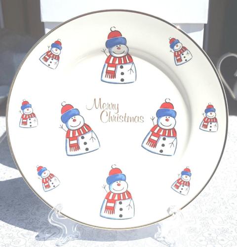 Merry Christmas Snowman Display Plate
