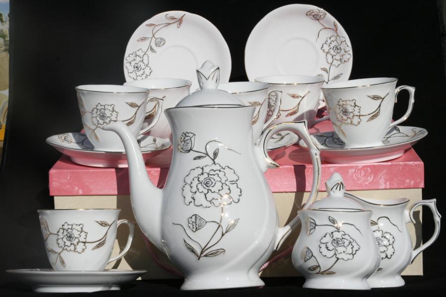 Embossed Rose Teaset - Click Image to Close