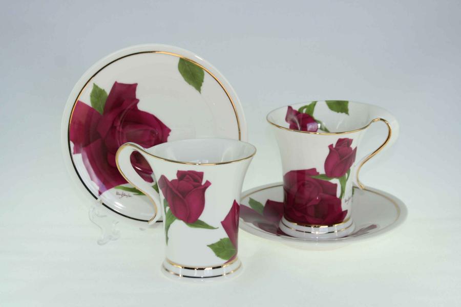 Maroon Rose 2 cup & Saucer Set