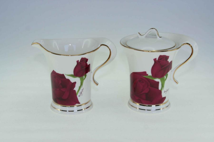 Maroon Rose Sugar & Creamer Set