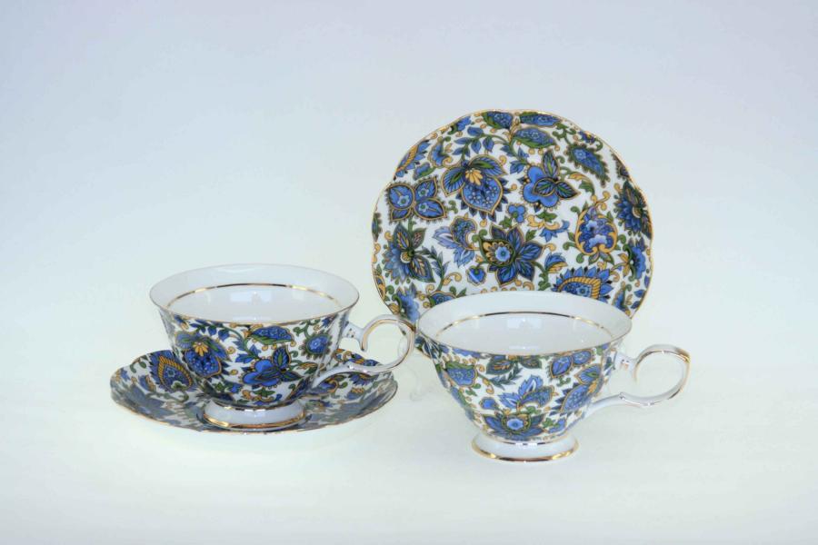 Paisley Blue 2 Cup & Saucer Set
