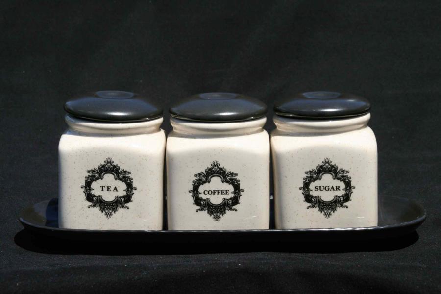 Country Cannister Set with Tray - Click Image to Close