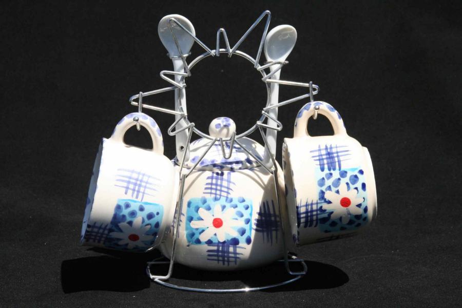BLUE Small Daisy Teaset - Click Image to Close