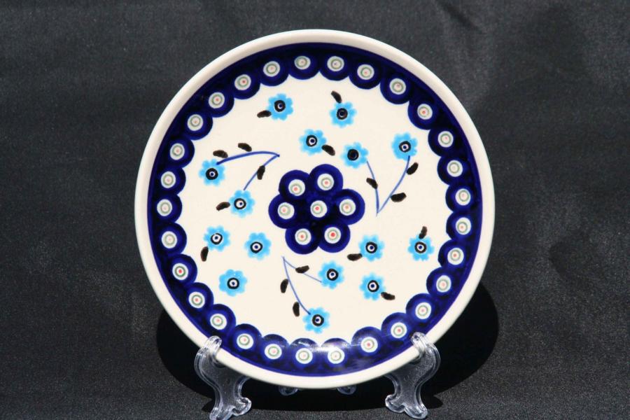 Boleslawiec 16cm Sideplate Baby Blue Flowers