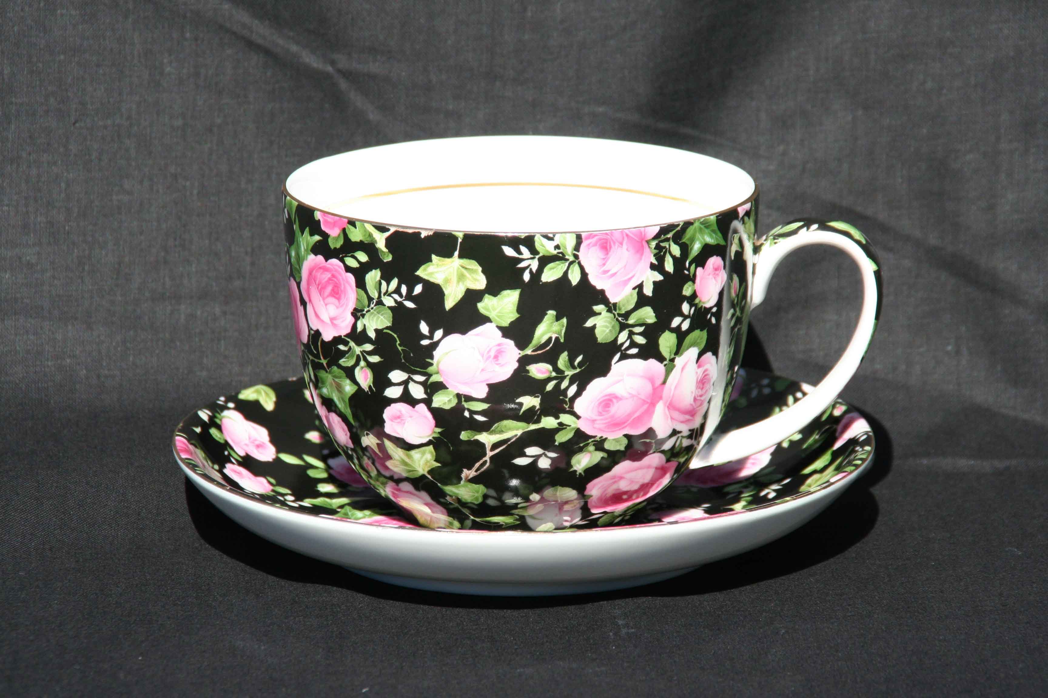 Midnight Rose Large cup and saucer set