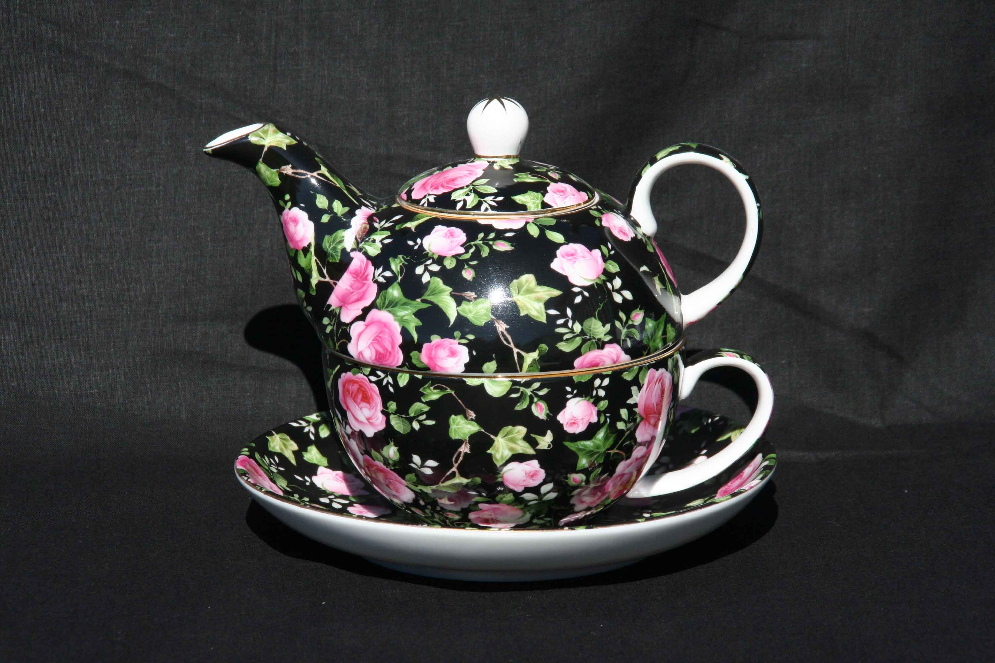 Midnight Rose tea for one set