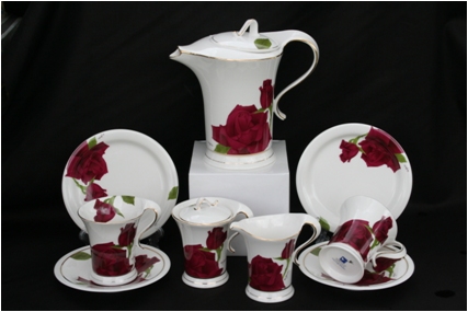 Maroon Rose Teaset