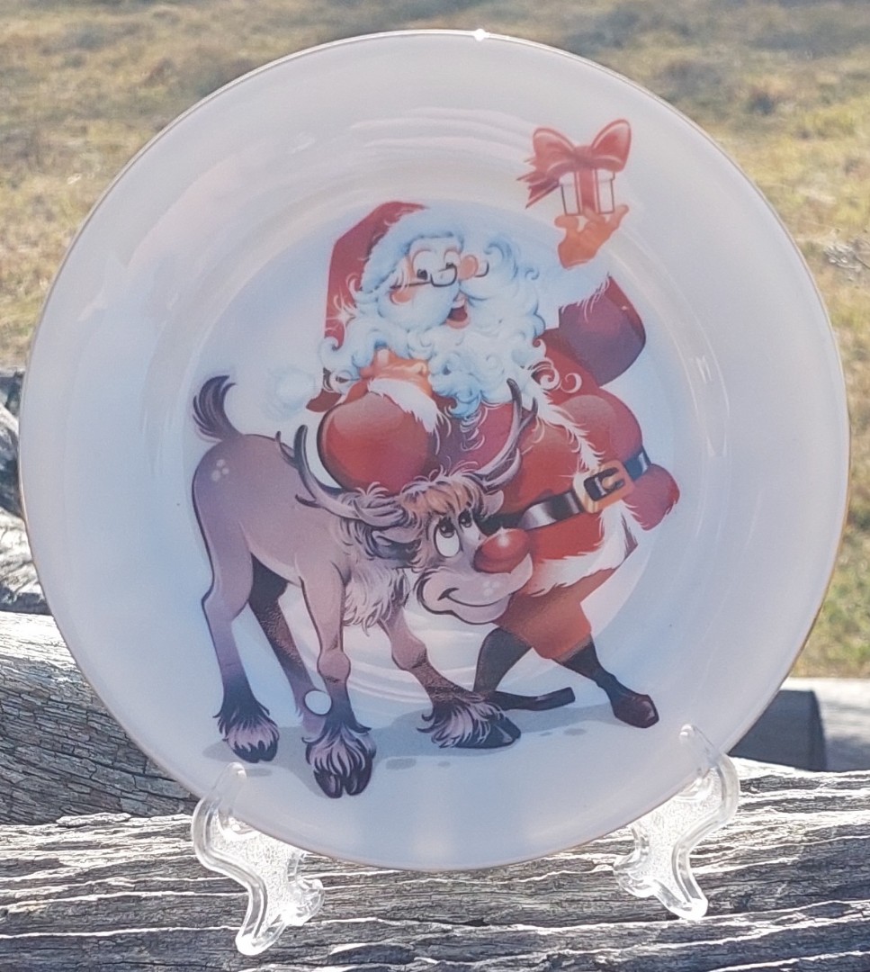 Santa and Reindeer 6inch Display plate (Custom)