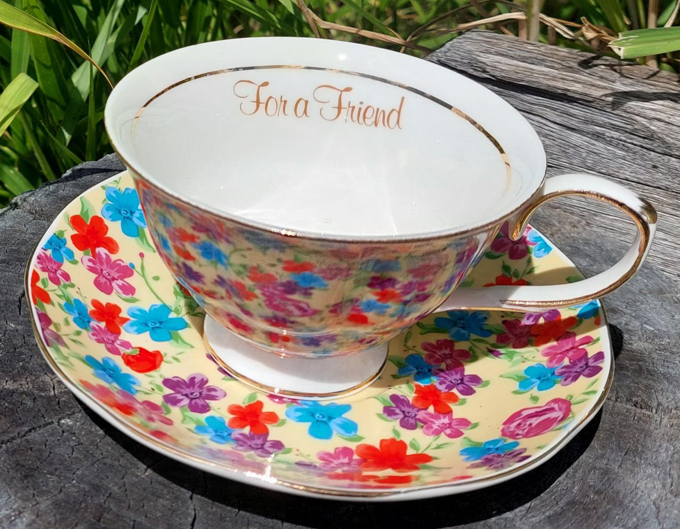 for a Friend Cream Flower teacup (Custom)
