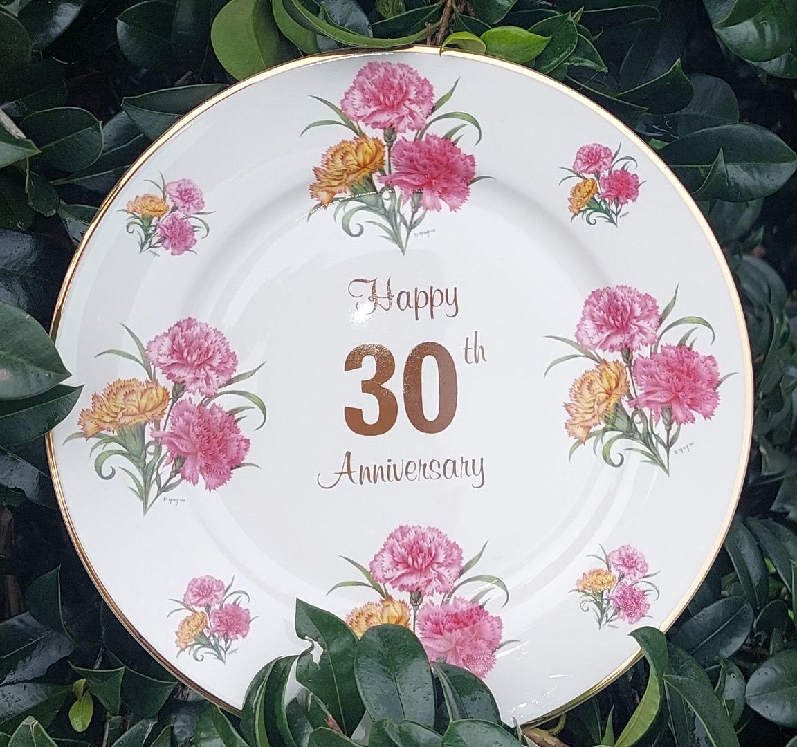 30th Anniversary Plate (Custom) Carnations