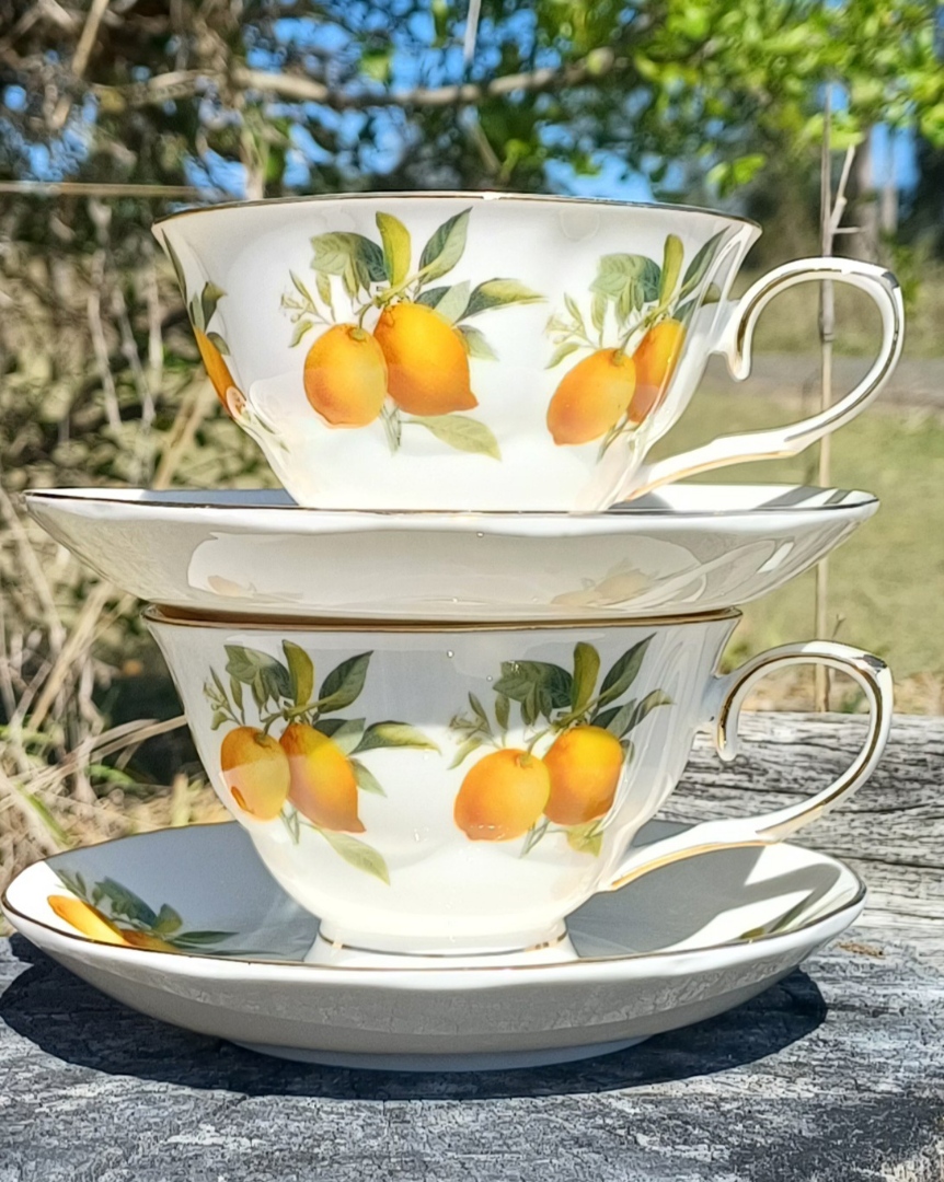 Lemon Garden 2 Cup and Saucer Set (Custom)