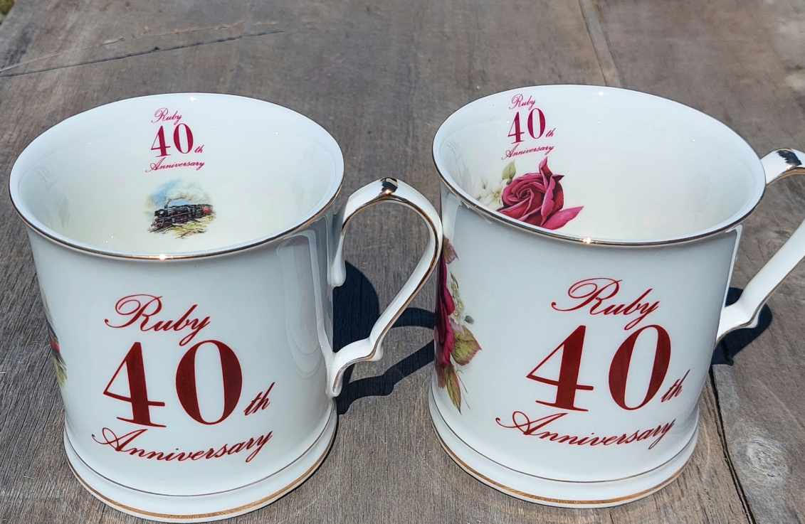 40th Ruby Anniversary twin His&Her Tankards (Custom) New