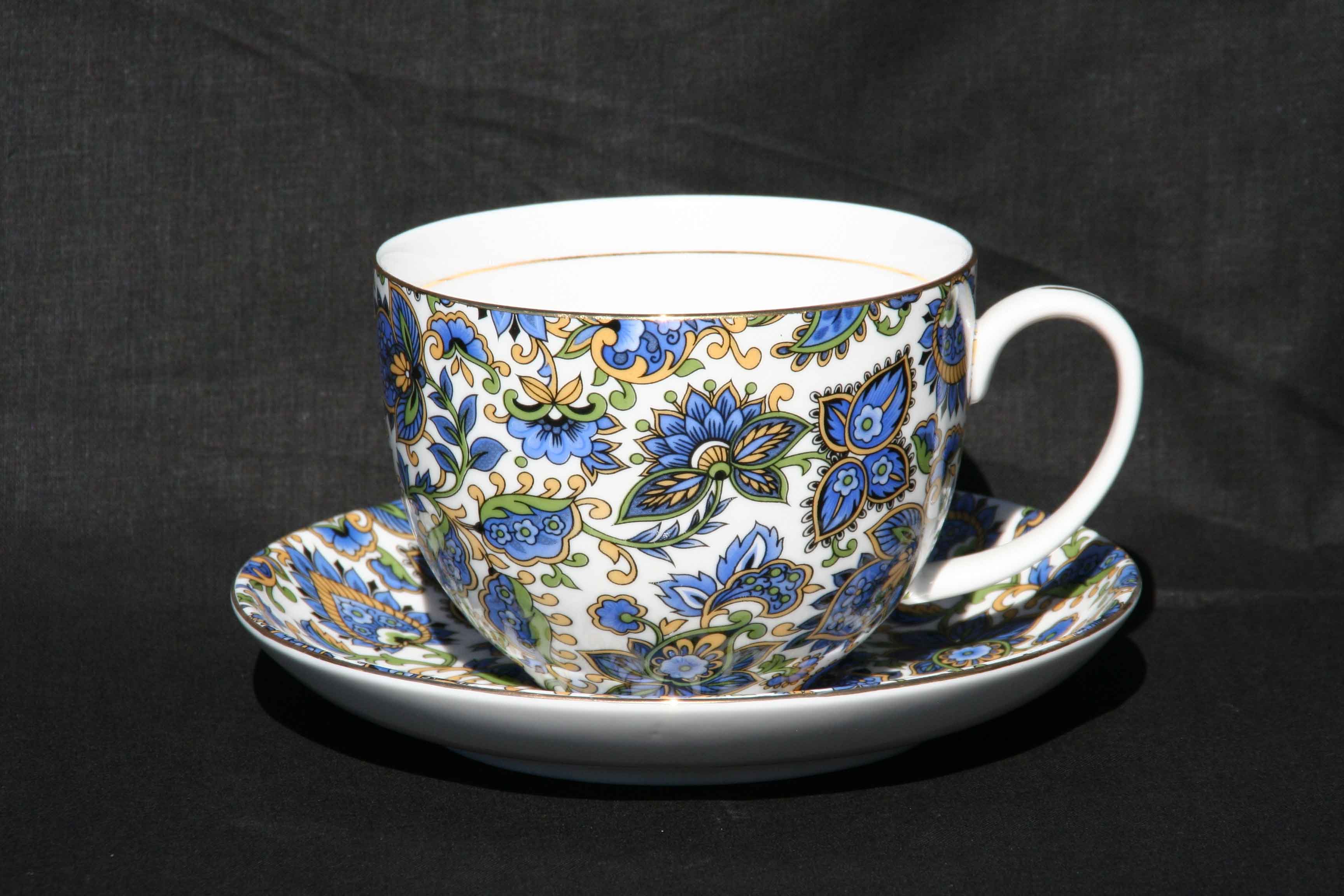 Paisley Blue Large cup and saucer set