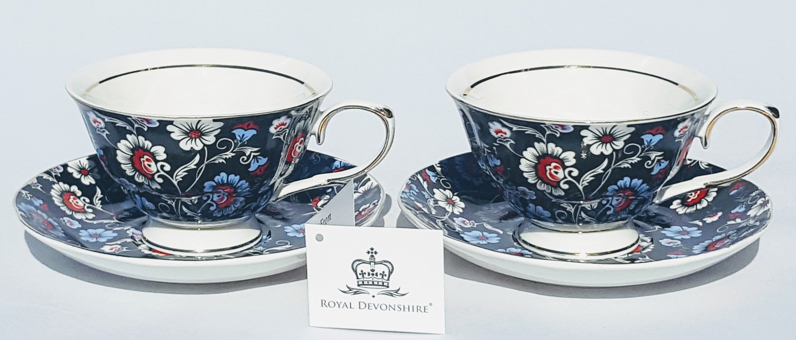Royal Blue Sprays 2 cup & saucer set Royal Blue Sprays 2 cup & saucer set