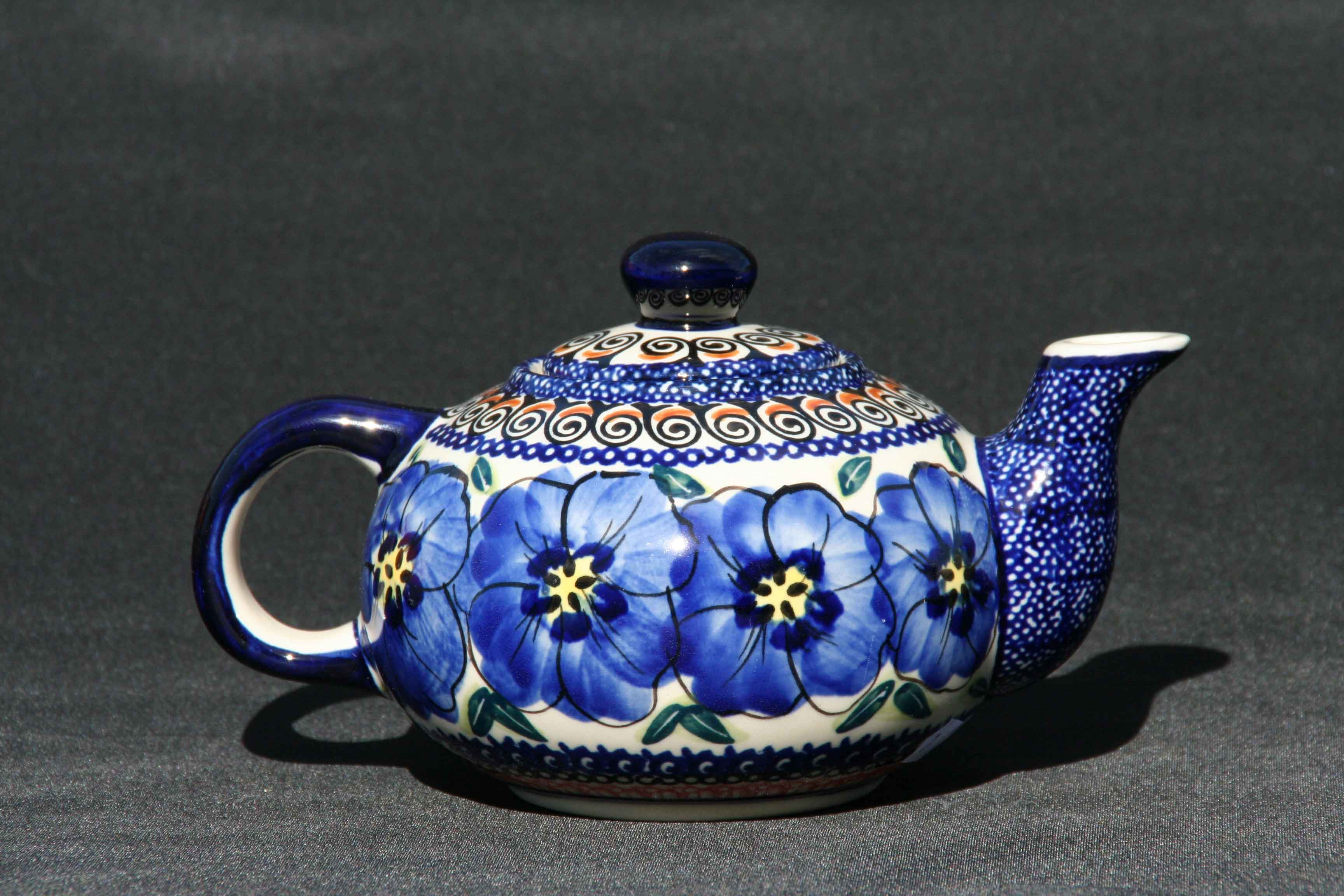 Boleslawiec 2Cup Teapot Blue flowers - Click Image to Close