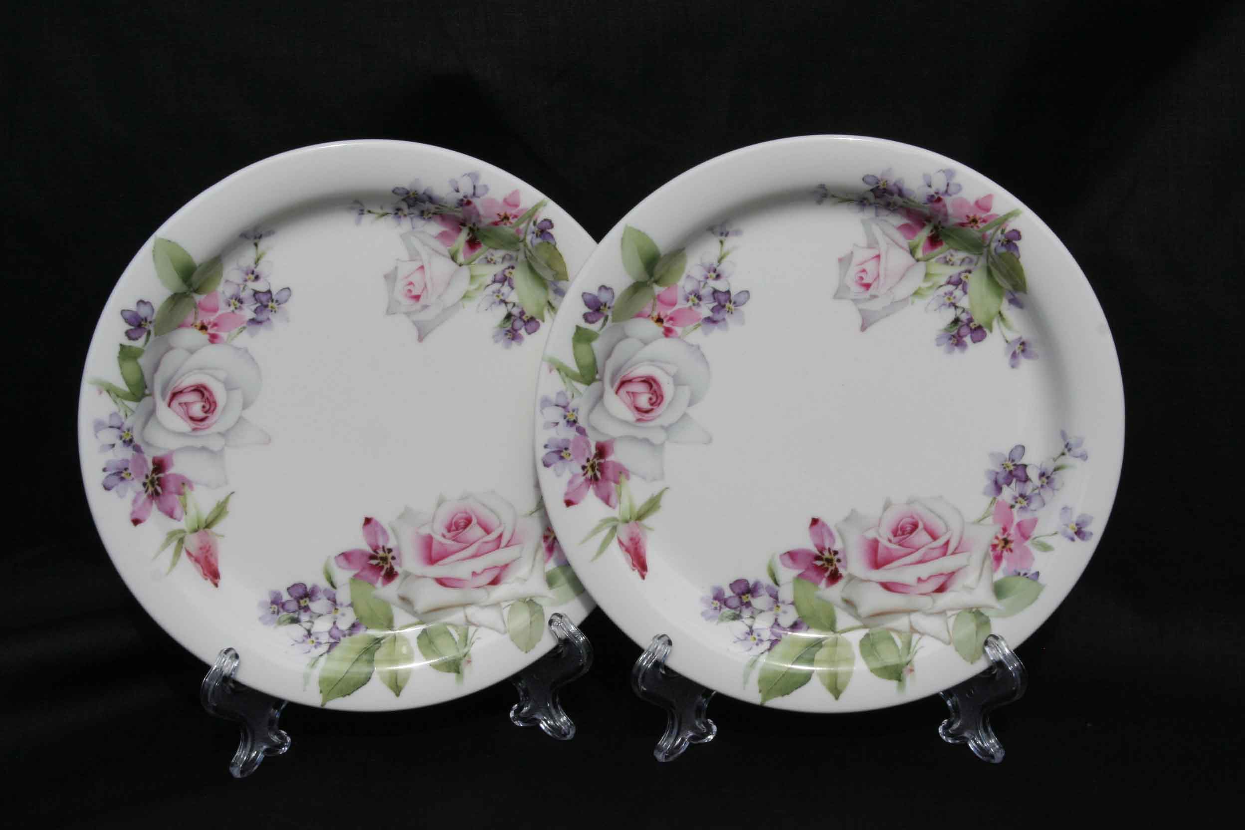 Royal Pink Rose Sideplate Set - Click Image to Close