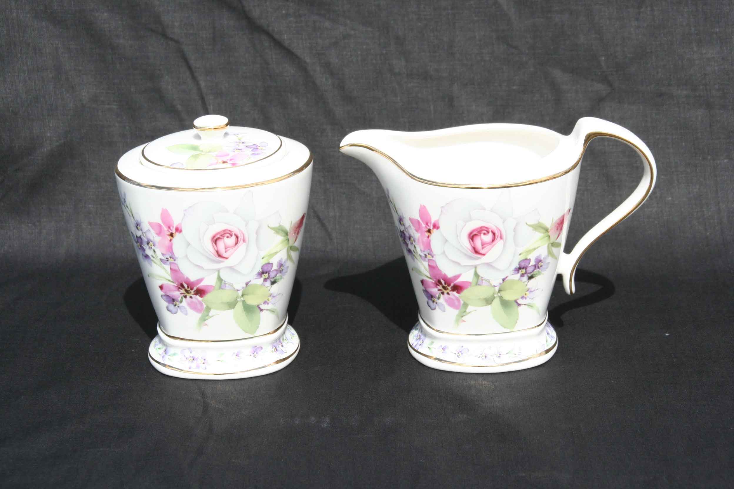 Royal Pink Milk & Sugar Set - Click Image to Close